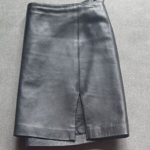 Leather Skirt, Black, Sz 12